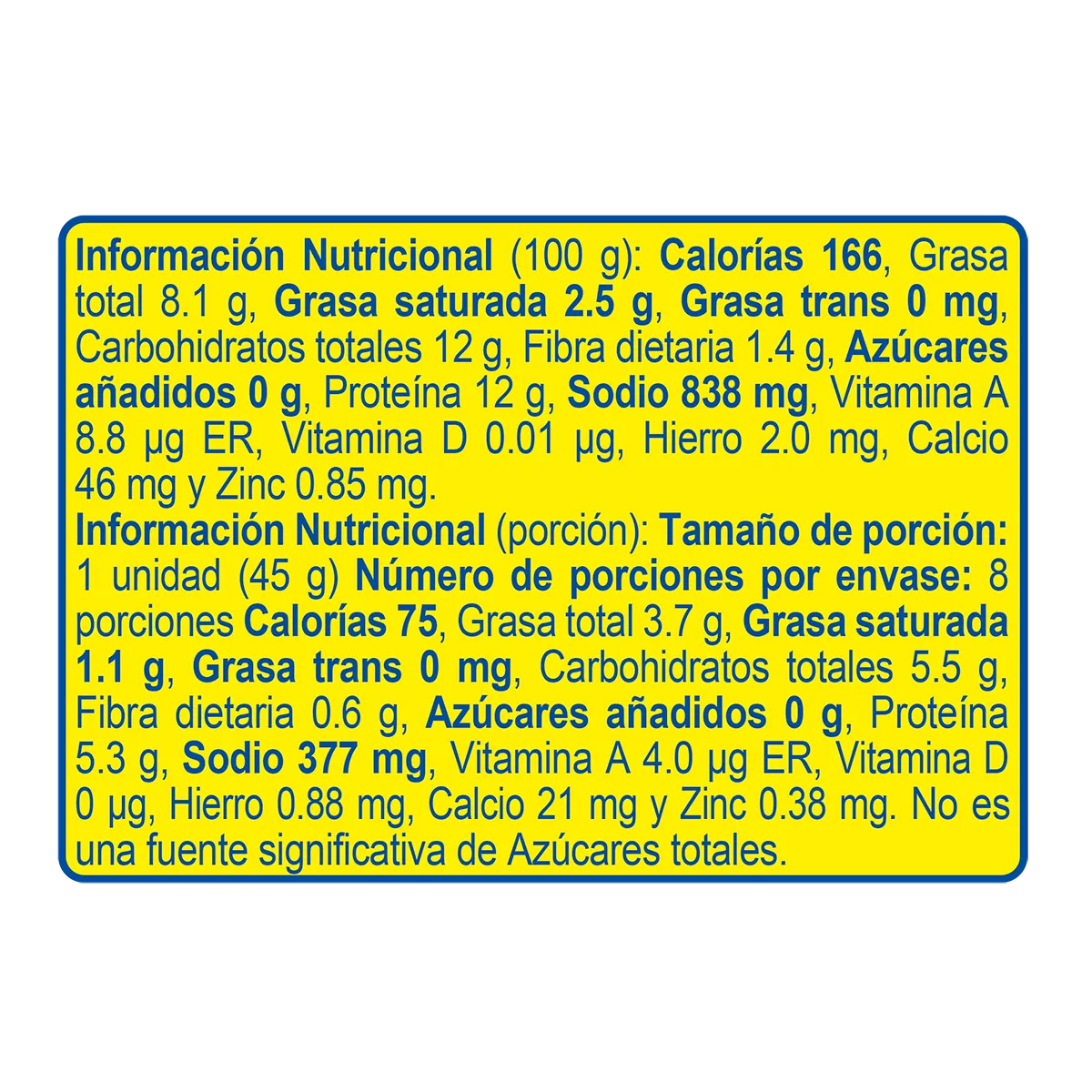 tabla-nutricional-salchicha-manguera-360g
